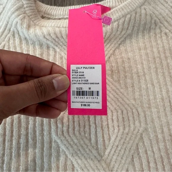 NWT Lilly Pulitzer Relaxed Fit Arienza Sweater Batwing Sleeves Cream Color Sz M - Picture 8 of 16
